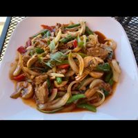 Mock Duck in spicy basil sauce (made with seitan)!  at Thai Orchid in Stroudsburg