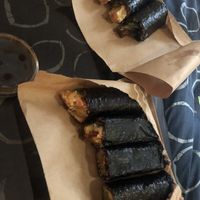 Sushi tempura, fried tofu, eggplant and peanut and falafel  at Wafu Sushi in Hobart