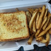 Texas melt and fries at Oops All Vegan in Jackson