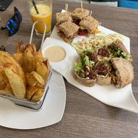 Comes with fries and their special sauce (definitely had garlic aioli in it, really nice)  at Elysian Plant Based Kitchen Bar in Limassol