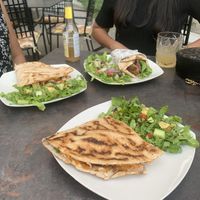 Tasty quesadillas with home salad 🥰  at Elysian Plant Based Kitchen Bar in Limassol