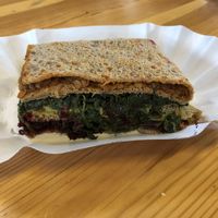 Ethiopian style lasagne  at Vegitopia in Brussels