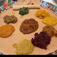 The 9 dish share plate. Perfect portion for two. A little of all the goodness  at Vegitopia in Brussels