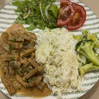 Stroganoff with rice  at Vegan Details in Braga