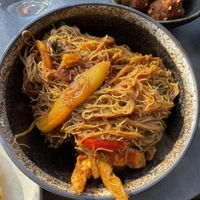 Singapore Noodles (good but quite spicy!)   at Dojo Asian Fusion in Berkhamsted