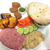 Falafel and aubergine dish at Nosh't in Heilbronn