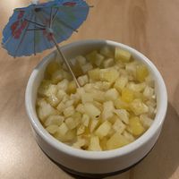 Coconut custard with fresh pineapple bits  at estela in Rincon
