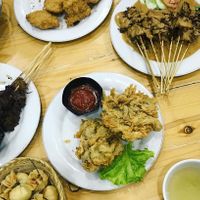 Crispy nuggets, Fancy Nut Satay, Kitchen Fried Chi-Chi at Loving Hut - Jatinegara in Jakarta