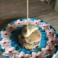 Blueberry scone with cashew vanilla sauce🤤  at Wild & The Moon - Van Woustraat in Amsterdam