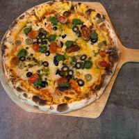 Mediterranean pizza at The Vegan Table in Bangkok