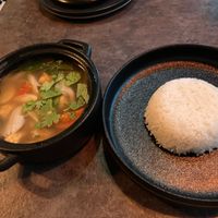 Tom Yum with Steamed Rice at The Vegan Table in Bangkok