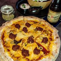 Spicy Meatball Pizza at The Vegan Table in Bangkok