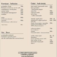Menu at Rokusch in Pecs