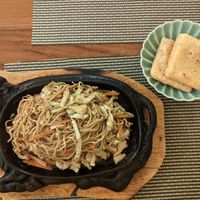 Vegetable yakisoba and nato stuffed tofu at BIWAKO in Budapest