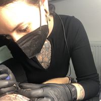Nina at work   at Omega Tattoo in Stuttgart