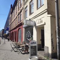 Café from outside at Beans and Tales in Malmo