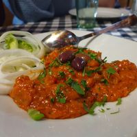 Aubergine tomato salad at Sunny's in Borovets