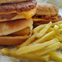 "Fish", "bacon" and "giant" vegan burgers  at Vegedal in Brussels