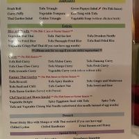 Vegan Menu at Thai Garden in Northampton