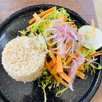Rice and salad (comes with stew)  at Zona ProSalud in Guatape