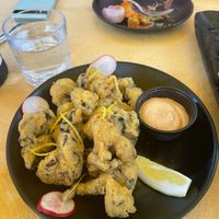 Vegan Calamari (fried hibiscus flower) at Mayan Kitchen in Sunnyvale