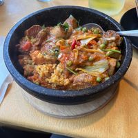 Delicious paella with mushroom “scallops” ! I can’t say enough about this dish ! So delicious !!!! It came piping hot to the table … I finished every last bite!  at Mayan Kitchen in Sunnyvale