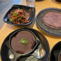 Cauliflower taco, refried beans, blue corn tortillas at Mayan Kitchen in Sunnyvale