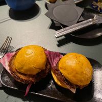 Aubergine burgers, arancini, guacamole   at Drinks & Co in Paris