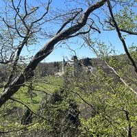 The castle during the walk  at Govinda's Restaurant in Septon