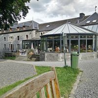 Exterior this beautiful castle at Govinda's Restaurant in Septon