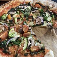 Vegan pizzaa  at Pizzeria del Monte in Puerto Natales