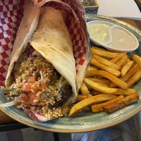 Falafel pita (all vegan tahinis)  at Tahini in Cartagena