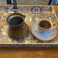 Arabian coffee ☕️ was nicely spiced and with lime! 🍋‍🟩   at Tahini in Cartagena