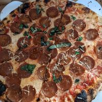 Vegan pepperoni pizza at Peels On Wheels in Rochester