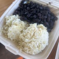 Side of rice and beans  at Miss Arepa in Lahaina