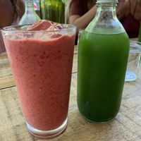 Berry Smoothie and a Green juice - so good and refreshing!  at Naked Foods in Nosara
