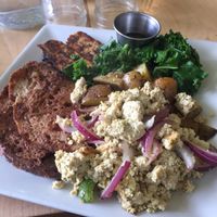 large breakfast plate with French toast at Bartertown Diner in Grand Rapids