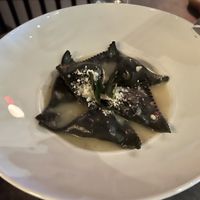 “Squid” ink ravioli   at Coletta in New York City