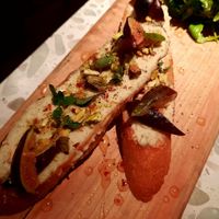 Bruschetta with ricotta, figs, and pistachios at Coletta in New York City