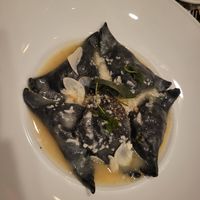 "Squid" ink ravioli at Coletta in New York City