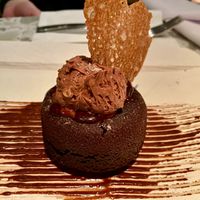 Chocolate lava cake with a delicious mousse on top at Coletta in New York City