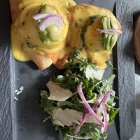 Eggs Benedict with smoked salmon   at Coletta in New York City