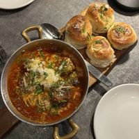Meatballs and garlic knotss  at Coletta in New York City