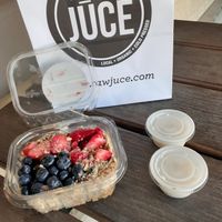 Big Berry Omega Crunch without the Honey and some almond milk  .... perfect!!! at Raw Juce in Fort Lauderdale