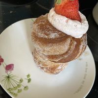 Strawberry and cream Cruffin (or Cronut!)  at Veg'n'lishious in Leeds