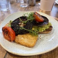 Vegan avocado toast with an extra hash brown   at Daisy Clough Nurseries in Preston