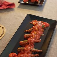 Vegan okra with Surinamese tomato sauce at Mademoiselle Carmen Louise in Goeppingen