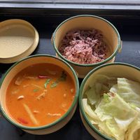 red curry with cale  at Arelom D D Organic Bistro in Bangkok