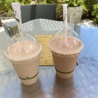 Cold chai latte and peanut butter smoothie  #Veganuary at M & M Cafe in Cape Town