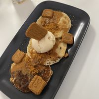 Biscoff pancakes with vegan vanilla ice cream   at Vera Artisan Bakery in Stirling